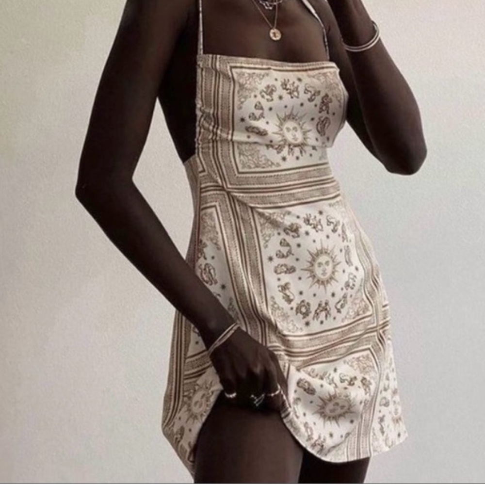 Astrology Print Slip Dress